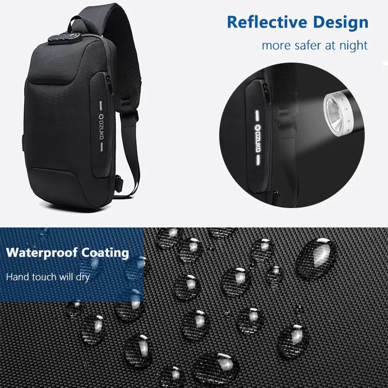 Anti-Theft Waterproof USB Shoulder Chest Bag