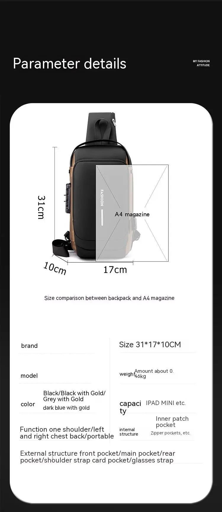 Anti-theft Motorcycle Chest Bag