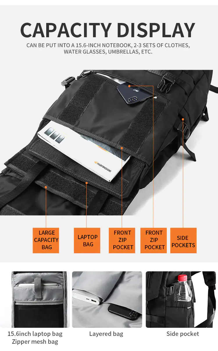 Tactical Backpack with Large Capacity Features