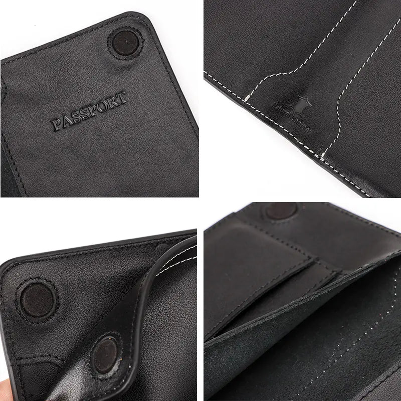 Genuine Leather Travel Passport Holder for Documents