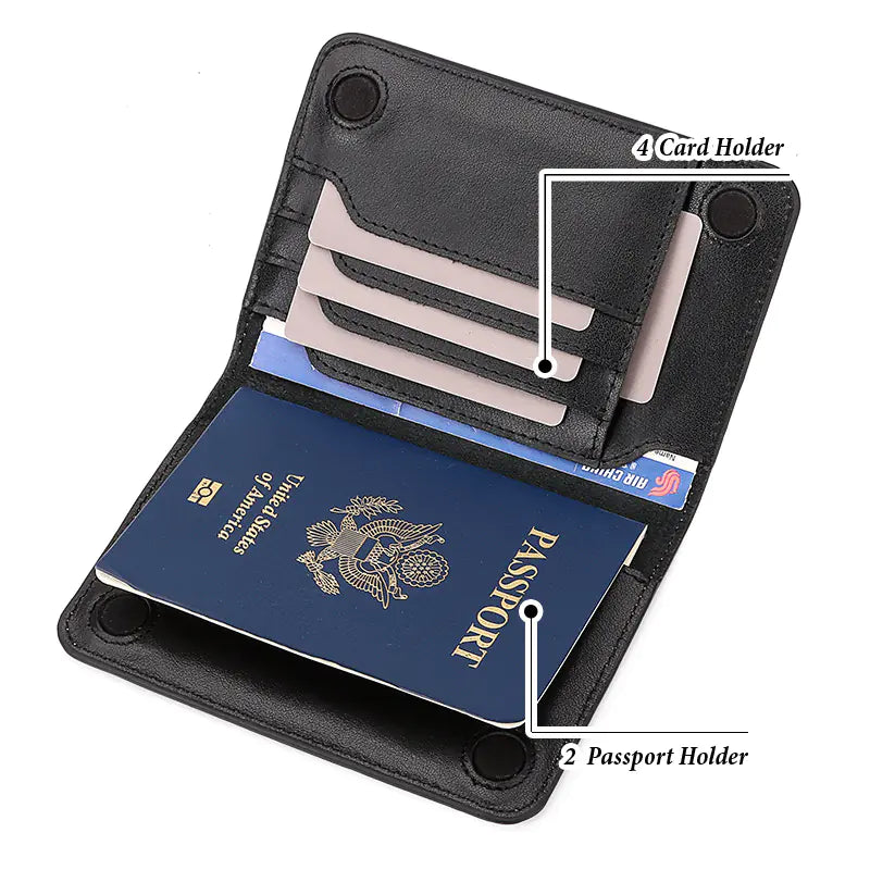 Genuine Leather Travel Passport Holder for Documents