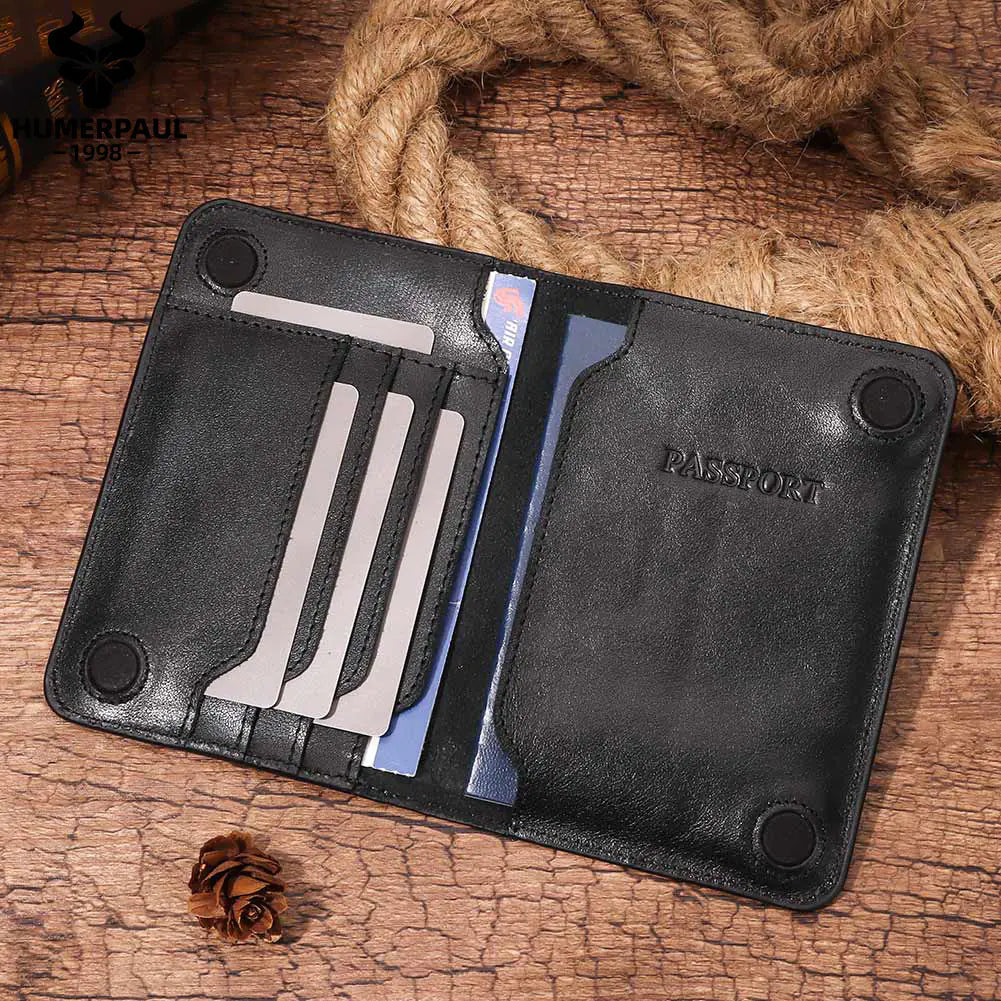 Genuine Leather Travel Passport Holder for Documents